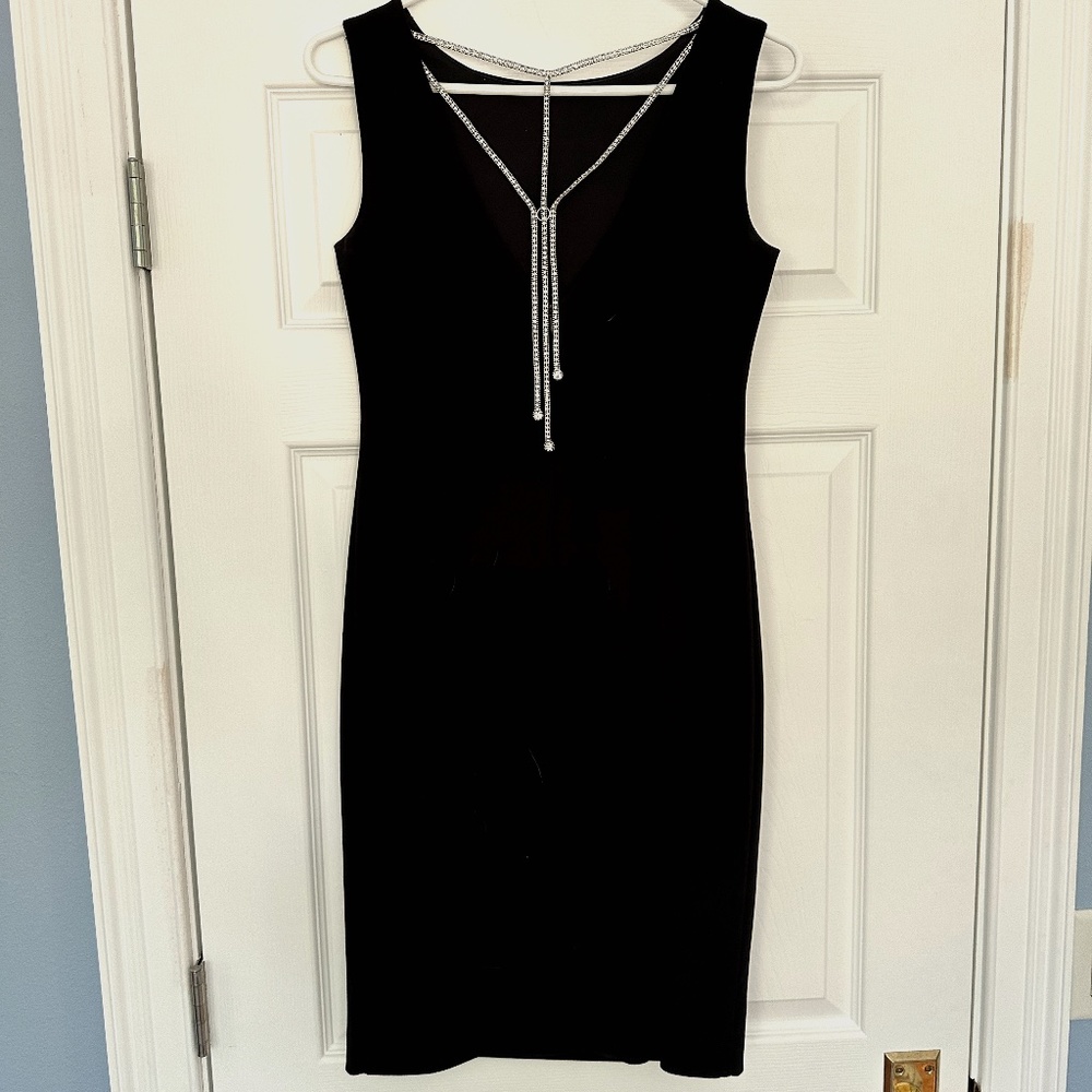 Joseph Ribkoff- Black Dress with Crystals- Size 6
